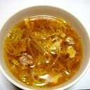 簡単モヤシと豚ひき肉と卵の中華スープ